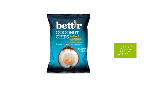 Kokosriekstu čipši ar sāļo karameli BIO, 40g