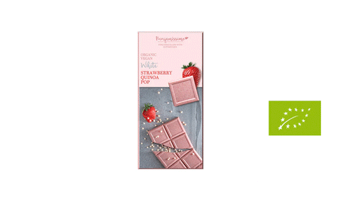 Vegāniskā baltā šokolāde BIO (zemenes, kvinoja), 60g